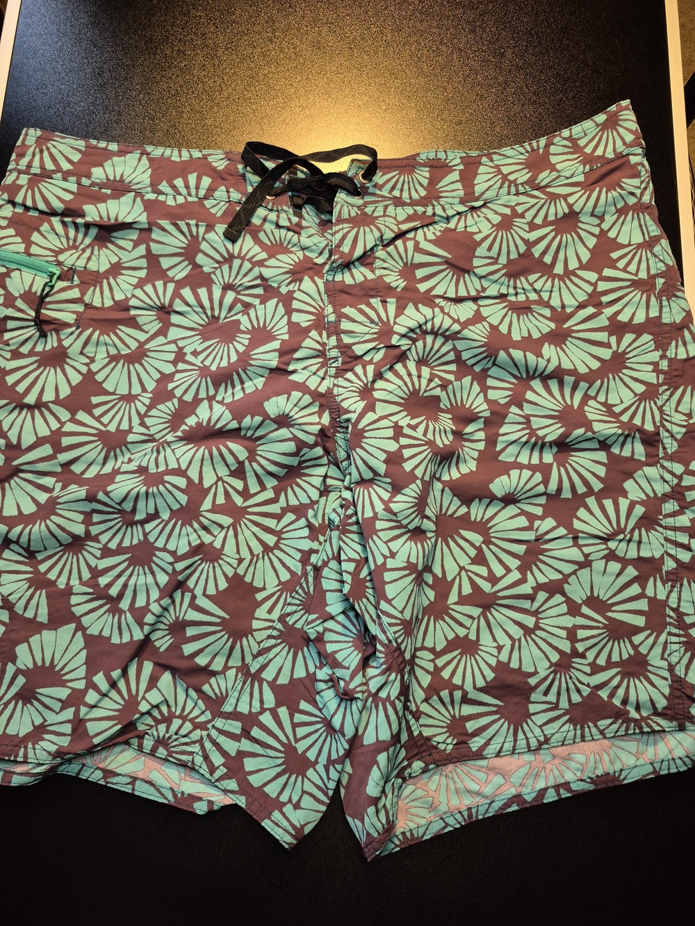 Patagonia Turquoise and Brown Floral Men’s Swim Board Shorts
